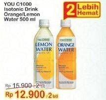 Promo Harga YOU C1000 Isotonic Drink Orange Water, Lemon Water 500 ml - Indomaret