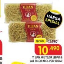 Promo Harga Yi Jian Mie Telor Lebar, Kecil 200 gr - Superindo