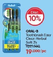 Promo Harga Oral B Toothbrush Easy Clean Herbal Soft 3 pcs - Guardian