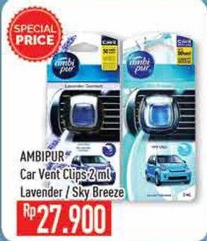 Promo Harga AMBIPUR Car Freshener Premium Clip Lavender, Sky Breeze 2 ml - Hypermart