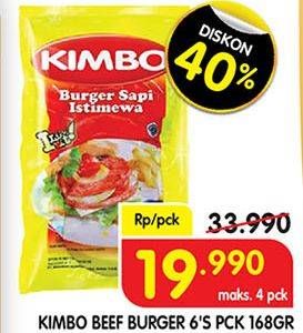 Promo Harga KIMBO Burger Sapi Istimewa per 6 pcs 168 gr - Superindo