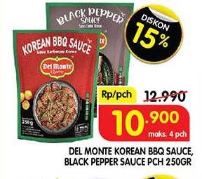 Promo Harga Del Monte Cooking Sauce Barbeque, Black Pepper 250 gr - Superindo