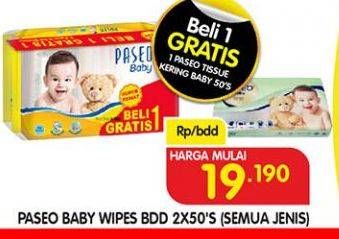 Promo Harga PASEO Baby Wipes All Variants per 2 pcs 50 sheet - Superindo