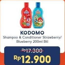 Promo Harga KODOMO Gel Shampoo & Conditioner Blueberry, Strawberry 200 ml - Indomaret