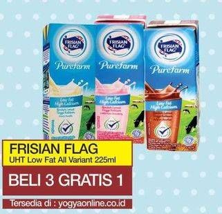 Promo Harga FRISIAN FLAG Susu UHT Purefarm Low Fat, All Variants 225 ml - Yogya