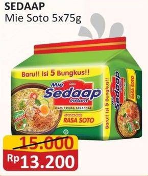 Promo Harga Sedaap Mie Kuah Soto per 5 pcs 75 gr - Alfamart