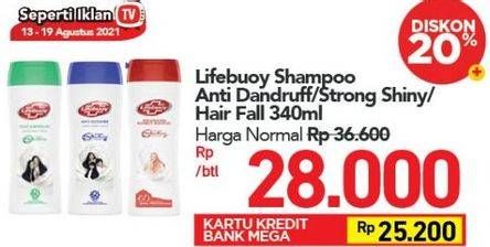 Promo Harga LIFEBUOY Shampoo Anti Hair Fall, Anti Dandruff, Strong Shiny 340 ml - Carrefour