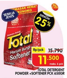 Promo Harga Total Detergent Softener All Variants 650 gr - Superindo