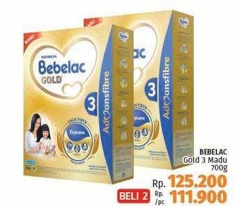 Promo Harga BEBELAC 3 Gold Susu Pertumbuhan Madu per 2 box 700 gr - LotteMart