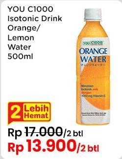Promo Harga You C1000 Isotonic Drink Lemon Water, Orange Water 500 ml - Indomaret