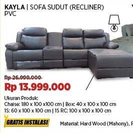 Promo Harga Kayla Sofa Sudut Recliner PVC  - COURTS