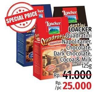 Promo Harga LOACKER Wafer Napolitaner, Chocolate, Dark Chocolate, Cocoa Milk 125 gr - LotteMart