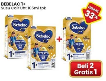 Promo Harga Bebelac Susu Formula Cair 1+ Plain 105 ml - Indomaret
