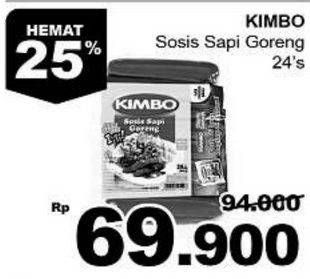 Promo Harga KIMBO Sosis Sapi Goreng 24 pcs - Giant