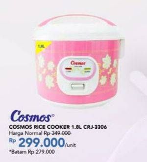 Promo Harga COSMOS CRJ 3306 Rice Cooker 1800 ml - Carrefour