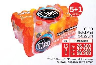 Promo Harga Cleo Air Minum per 24 botol 220 ml - Lotte Grosir