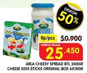Promo Harga ARLA Cheesy Spread 240 g/ Cheese Kids Sticks Original 6x18 g  - Superindo