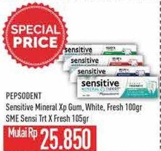 Promo Harga Pepsodent Pasta Gigi Sensitive Expert Gum Care, Whitening, Sensitive Treatment Extra Fresh 100 gr - Hypermart