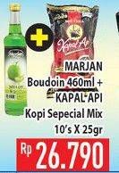 Promo Harga MARJAN Syrup Boudoin 460ml + KAPAL API Special Mix 10x25gr  - Hypermart