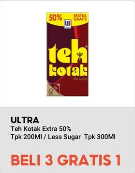 Promo Harga Ultra Teh Kotak Jasmine, Less Sugar 200 ml - Indomaret