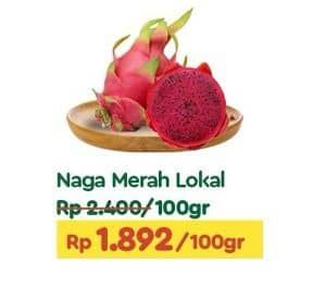 Promo Harga Buah Naga Merah Lokal per 100 gr - TIP TOP