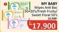 Promo Harga MY BABY Wipes Antibacterial, Fresh Fruity, Sweet Floral 50 pcs - Alfamidi