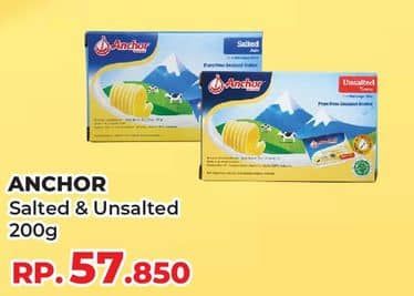 Promo Harga Anchor Butter Salted, Unsalted 200 gr - Yogya