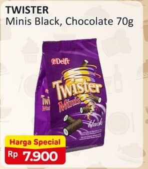 Promo Harga Delfi Twister Minis Black Vanilla, Choco 80 gr - Alfamart