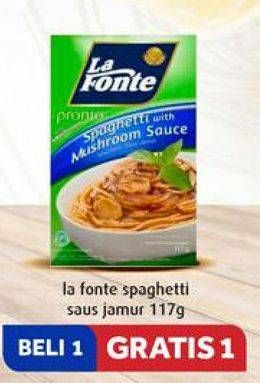Promo Harga LA FONTE Spaghetti Instant Mushroom Sauce 117 gr - Carrefour