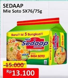 Promo Harga Sedaap Mie Kuah Soto per 5 pcs 75 gr - Alfamart