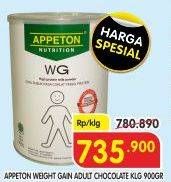 Promo Harga APPETON Weight Gain for Adults Chocolate 900 gr - Superindo