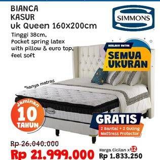 Promo Harga SIMMONS Bianca Bed Set Queen 160x200cm  - Courts