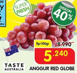 Promo Harga Anggur Red Globe per 100 gr - Superindo