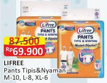 Promo Harga Lifree Popok Celana Tipis & Nyaman Bergerak L8, XL6, M10 6 pcs - Alfamart