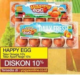 Promo Harga HAPPY EGG Telur Omega 10pcs, Telur Ayam Negeri 10pcs  - Yogya