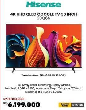 Promo Harga Hisense 50Q6N 4K Ultra HD QLED Google TV 50 Inch  - COURTS