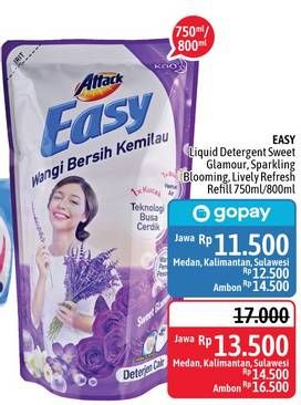 Promo Harga ATTACK Easy Detergent Liquid Lively Energetic, Sparkling Blooming, Sweet Glamour 750 ml - Alfamidi