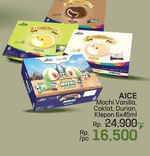 Promo Harga Aice Mochi Durian, Chocolate, Vanilla, Klepon per 6 pcs 30 gr - LotteMart
