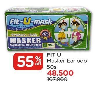 Promo Harga FIT-U-MASK Masker Earloop 50 pcs - Watsons