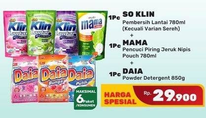 So Klin Pembersih Lantai + Mama Lime + DAIA Detergent