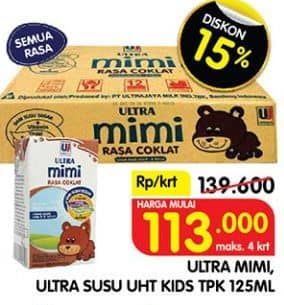 Promo Harga Ultra Mimi Susu UHT All Variants per 40 tpk 125 ml - Superindo