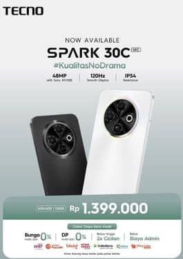 Promo Harga Tecno Spark 30C 6GB + 6GB/128GB  - Erafone