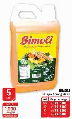 Promo Harga BIMOLI Minyak Goreng 5 ltr - Lotte Grosir
