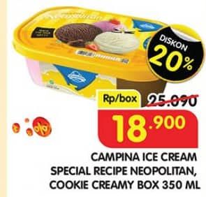 Promo Harga Campina Ice Cream Neapolitan, Cookie Creamy 350 ml - Superindo