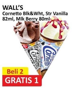 Promo Harga Walls Cornetto Strawberry Vanilla, Black White, Crunchy Milky Berry 80 ml - Alfamart