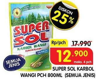 Promo Harga SUPERSOL Karbol Wangi Sereh 800 ml - Superindo