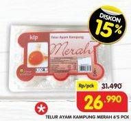 Promo Harga KIP Telur Ayam Kampung Merah 6 pcs - Superindo