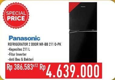 Promo Harga PANASONIC NR-BB211Q | Refrigerator 2 Door PK  - Hypermart