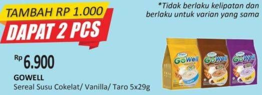 Promo Harga GO WELL Sereal Susu Coklat, Vanilla, Taro 5 pcs - Alfamidi