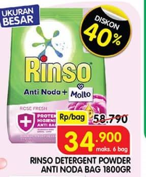 Promo Harga Rinso Anti Noda Deterjen Bubuk 1800 gr - Superindo